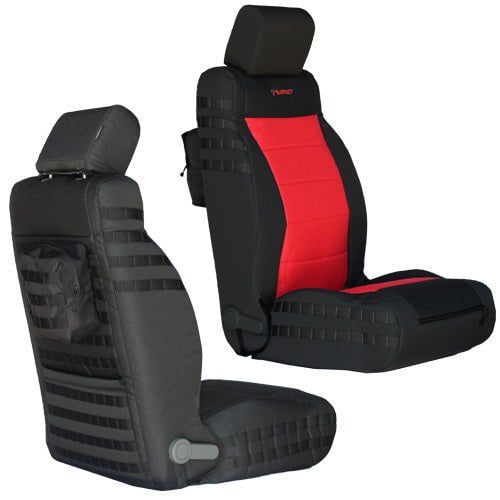 Jeep Wrangler JK and JKU custom-fit tactical seat covers installed